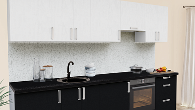 Кухня на заказ Штукатурка серая - Графит нубук